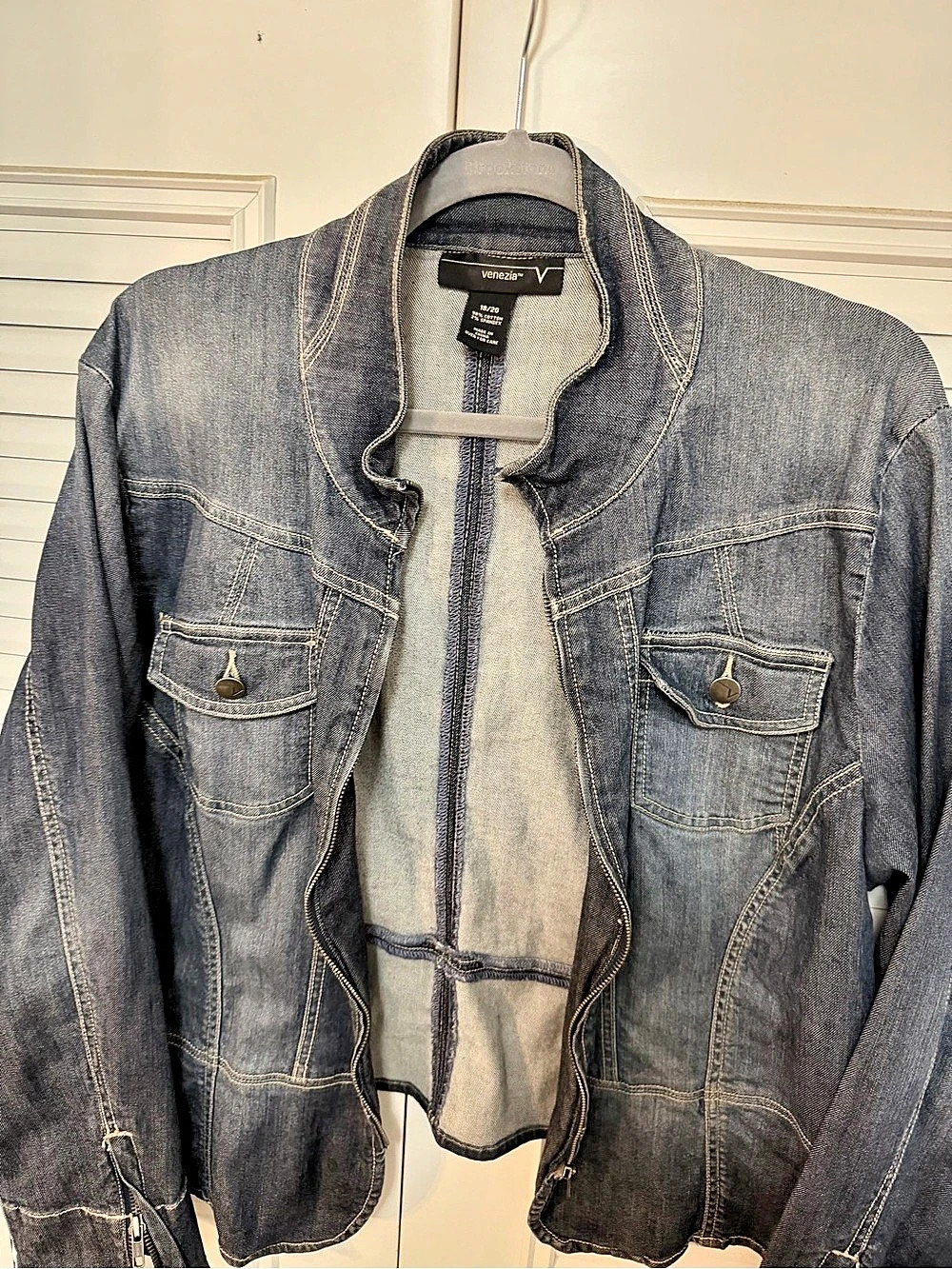 Venezia Denim Jean Zipper Jacket • Plus Size 18/20